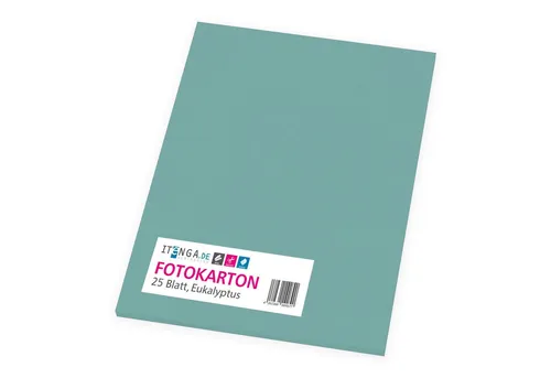 itenga Bastelkartonpapier itenga Fotokarton - A4 300 g/qm Eukalyptus grün 25 Blatt