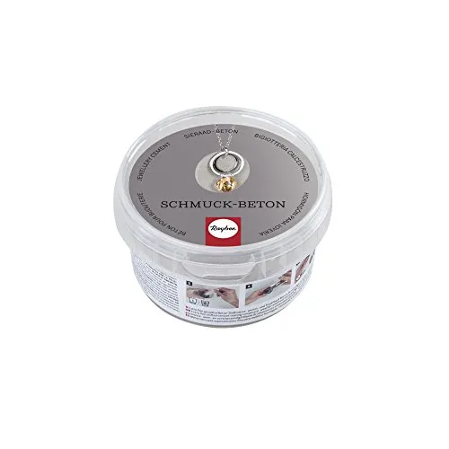 RAYHER Schmuck-Beton, zum Gießen von Schmuckanhängern, Eimer 300g, Hellgrau