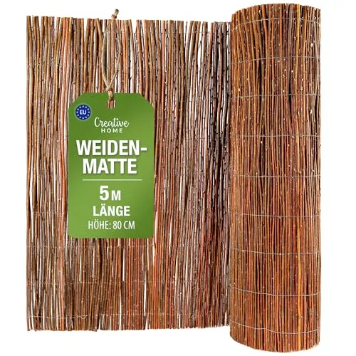 Creative Home Weidenmatte Balkon Sichtschutz 80 x 500 cm | Natürlicher Sichtschutz für Balkon und Garten