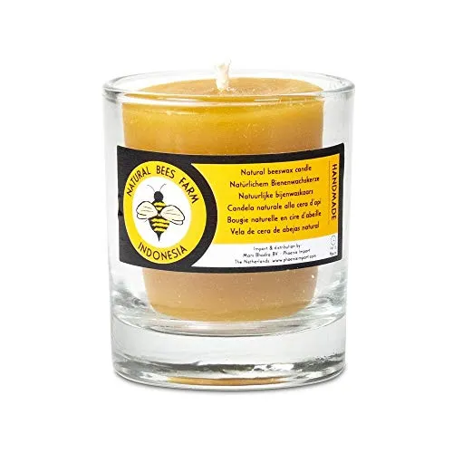 Sacred Essence Bienenwachs-Votivkerze im Glashalter, 4,5 cm x 4 cm (14–16 Stunden Brenndauer)