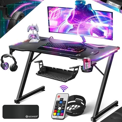 KESSER® Gaming Tisch LED 120cm x 60cm