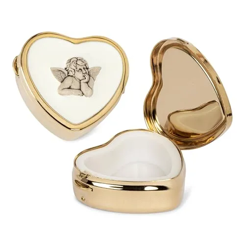 NKlaus Herz Metall Etui gold mit Engel-Motiv in gold von NKlaus