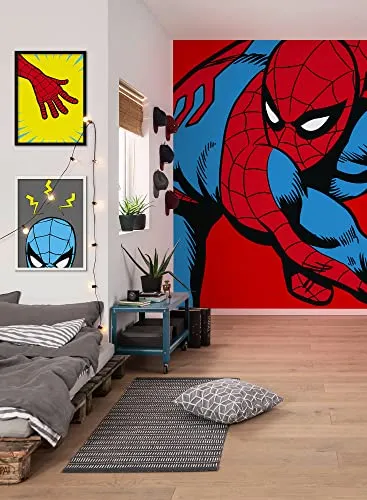 Marvel Vliestapete Spiderman - Cartoon Design - Fototapeten im angesagten Spiderman Cartoon Design, aus hochwertigem Vlies gefertigt und FSC Mix zertifiziert, ideal für Kinderzimmer und Spielbereiche.