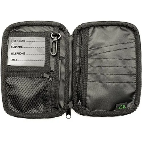 CampTeck U6750 Klein Reisepass Tasche Passhülle Brieftasche RFID Faraday Signal Blockierung Organisieren Hülle für Kreditkarten, Ausweise, Dokumente, Geld, Tickets, Schlüssel - Schwarz