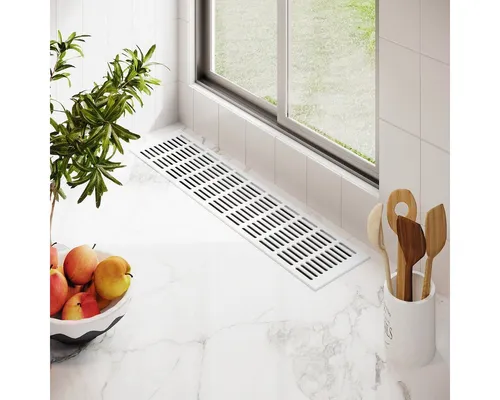 MS Beschläge Lüftungsgitter 130mm breites Aluminium Stegblech Weiss RAL 9016