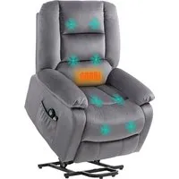 HOMCOM Relaxsessel Fernsehsessel mit Aufstehhilfe - Sessel mit Massage- und Wärmefunktion, ideal für entspannte Stunden. Der 135° verstellbare Rücken und die Aufstehhilfe bieten Komfort und Unterstützung.