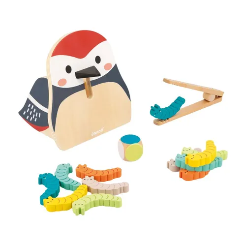 Janod Specht und Raupen-Lernspielzeug - Farben lernen und Feinmotorik fördern, nachhaltig aus FSC-Holz, für 2 bis 7 Jahre