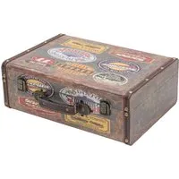 HMF Vintage Koffer aus Holz - Dekorativer Aufbewahrungskoffer im Retro-Design, handgefertigt und ideal als Geschenk oder Wohnaccessoire für jeden Anlass.