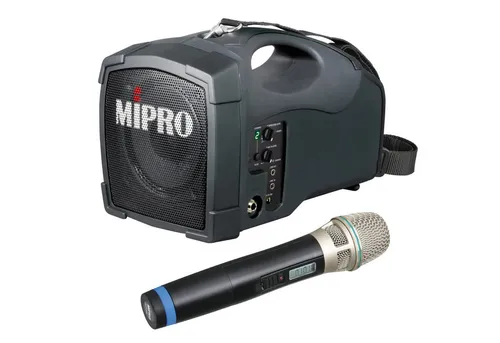 Mipro MA-101B Mobiler Lautsprecher mit Funk-Mikrofon - Tragbarer Lautsprecher für Sprache und Gesang, 45 W Leistung, bis zu 10 Stunden Akkulaufzeit, ideal für Veranstaltungen im Freien, mit integriertem Funk-Mikrofon und einfachem Transport.