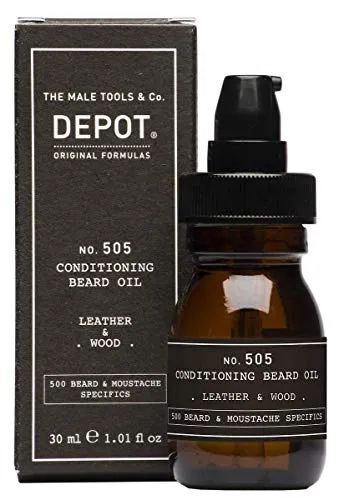 DEPOT No.505 Conditioning Beard Oil Leather & Wood 30 ml in schwarz von Depot