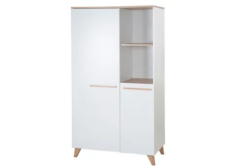 roba® Kinderkleiderschrank Leon 2-türig - Modernes Design mit hochwertigen Massivholzgriffen - Kleiderschränke mit Soft-Close-Türen und zwei offenen Fächern für optimale Organisation im Kinderzimmer.