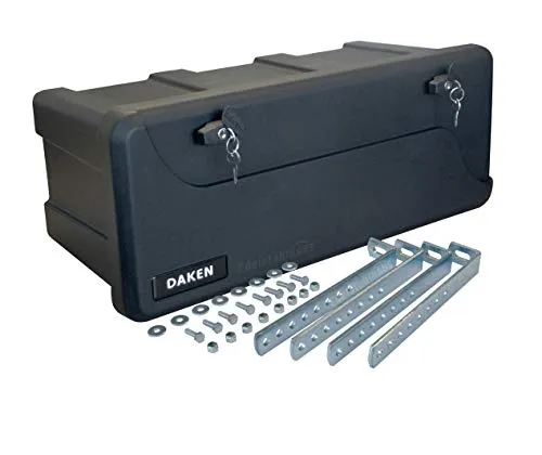 Blackit L - 750 x 300 x 355 mm + Montagesatz VH401 Edelstahlhaus, Deichselbox mit 2 Schlösser, Werkzeugkasten für Anhänger Staukiste 50 ltr Anhängerbox, Daken B50-2