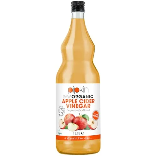 Pipkin 100% rohes Bioapfelessig, mit der Essigmutter, rein, unverarbeitet und ungefiltert, für Veganer und Vegetarier geeignet (Glasgefäß)