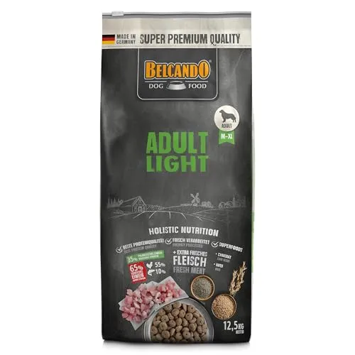 BELCANDO Adult Light Hundefutter 12,5 kg - Trockenfutter für übergewichtige Hunde, mit 30% frischem Geflügel für besseren Geschmack und hohe Rohfaseranteile zur Unterstützung eines gesunden Körpergewichts. Ideal für wenig aktive ausgewachsene Hunde.