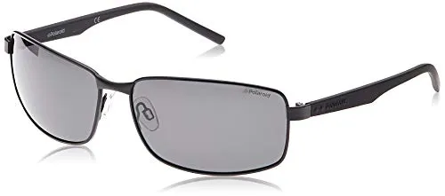 Polaroid Herren Pld 2045/S M9 807 63 Sonnenbrille - Sportbrillen mit schwarzem Rahmen und polarisierten grauen Linsen, bieten 100% UV-Schutz und ideal für Outdoor-Aktivitäten.