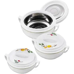 KING Thermobehälter CITRUS, Edelstahl, 3-tlg. Set - Praktisches 3-tlg. Thermobehälter-Set aus Edelstahl mit Innenschüsseln, ideal zur kurzfristigen Aufbewahrung von Speisen. Hält Temperaturen zwischen -12°C und 95°C.