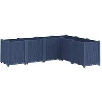 vidaXL Pflanzkübel Blaugrau 160x120x53 cm - Modular und Elegant - Garten-Zubehör mit ansprechender Rattan-Optik. Dieser langlebige Pflanzkübel aus Polypropylen bietet großzügigen Platz für Pflanzen und ermöglicht dank modularer Bauweise individuelle Gestaltung.
