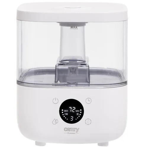 Camry CR 7973 Ultraschall Luftbefeuchter mit Aroma Diffusor - Luftbefeuchter in elegantem Weiß, kombiniert mit Aroma Diffusor für ein angenehmes Raumklima und entspannende Düfte.