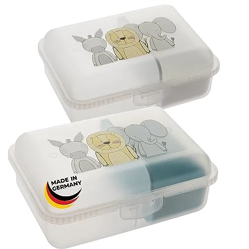 2friends Brotdose Schule 2er Set, Lunchbox Kinder mit Fächern, Brotzeitbox Kinder mit Trenneinleger + Klickverschluss, 100% Recyclebar, Lebensmittelecht, ohne BPA, Made in Germany