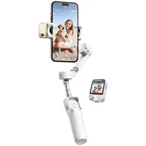 Hohem iSteady V3 Ultra Smartphone Gimbal in Weiß - Faltbarer 3-Achsen Gimbal für Smartphones mit KI-Funktionen und intuitivem Touchscreen. Ideal für flüssige, stabile Aufnahmen beim Reisen oder Vloggen – ganz einfach mit Gesten steuerbar.