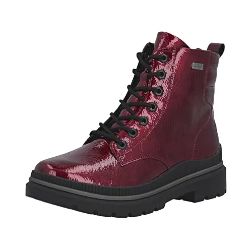 Remonte Damen D0C82 Kurzstiefel - Rot, 39 EU - Wanderschuhe mit veganer, wasserabweisender TEX-Membran und Komfortweite für optimalen Tragekomfort, ideal für kalte Tage.
