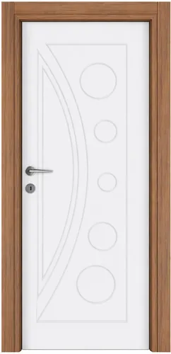 Weiße Zimmertür TF102 mit braunem Rahmen - Moderne Kompletttür aus Holz in Weiß, ideal für verschiedene Wohnräume. Maße: 90 x 200 cm. Einfache Montage mit Anleitung. Stilvolles Design für jede Einrichtung.