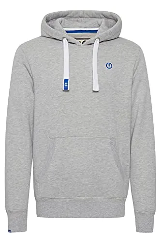 SOLID SDBennHood Herren Kapuzenpullover Hoodie Pullover mit Kapuze Kordelzug Kängurutasche Rippbündchen Label-Details Baumwollmischung Regular fit, Größe:L, Farbe:Light Grey Melange (8242)