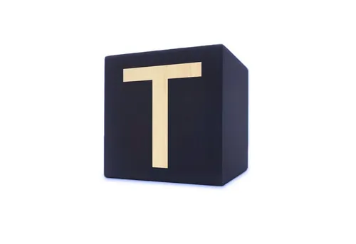 Kopper-24 Deko-Buchstaben Holzbuchstabe Würfel, 5 x 5 cm, schwarz, Buchstabe T