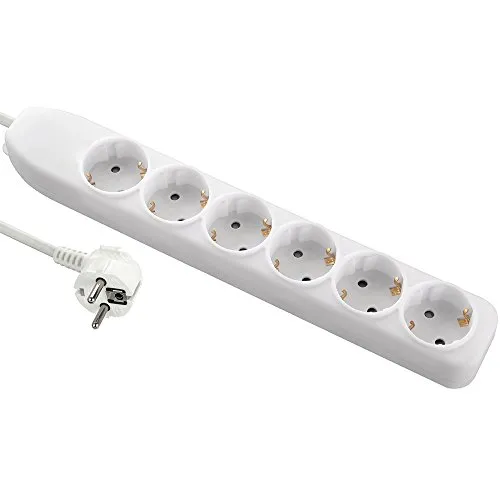 Electraline 51611, Steckdosenleiste 6-Fach, Kabel 1,5m / Mehrfachsteckdose / Tischsteckdose / Steckerleiste / Steckerleiste