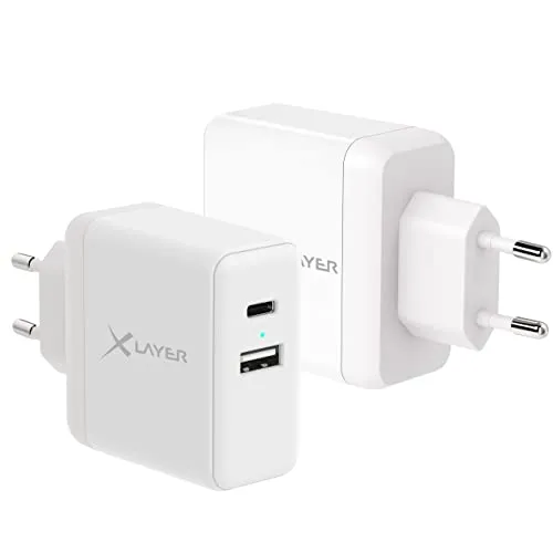 XLayer Dual USB C Ladegerät 30W Adapter Netzteil für iPhone 16 15 14 13 12 11 Pro Max SE XS XR 8 Plus Samsung Galaxy Schnellladegerät Handy Stecker Ladestecker Ladeadapter