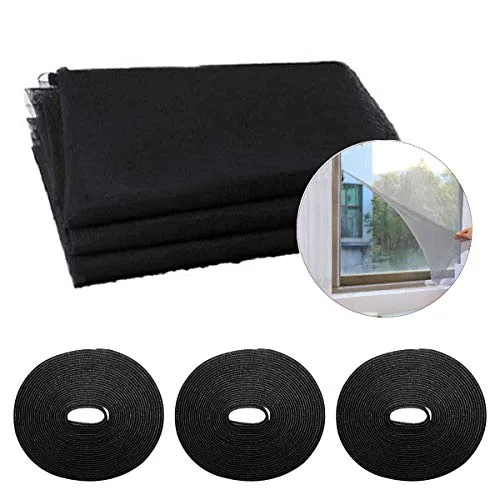 Stück Fliegengitter für Fenster, 150m x 200cm Fliegennetz Insektenschutz Netz mit 3 Rollen Selbstklebeband, Sommer Moskitonetze für Fliegen Bug Bee Moskito-Schutz Mesh DIY, ohne Bohren (Schwarz) 3