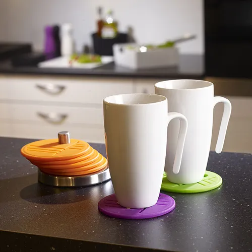 7tlg Glasuntersetzer Design Glas Untersetzer Edelstahl Bierdeckel Gläser Silikon