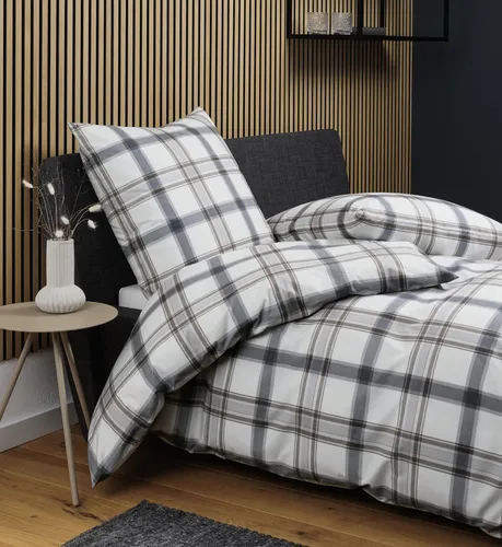 Janine Bettwäsche Silber Karo 135x200 cm in grau von Original Janine