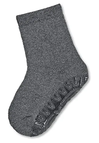 Sterntaler Fli Fli SOFT uni - Unisex Fliesen Flitzer einfarbig - warme Stoppersocken Baby mit Innenfrottee - elastische Baby und Kinder Strümpfe mit Anti-Rutsch-Sohle, anthrazit melange, Größe 22