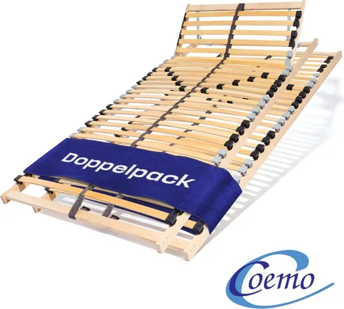 Coemo 2 x Lattenrost Ergo 80x200 cm - Verstellbar für Doppelbetten - Bettgestelle & Lattenroste für Betten, hochwertiger Doppelpack aus Buchen-Schichtholz mit 7-Zonen für perfekte Körperunterstützung und individuell einstellbarem Härtegrad.