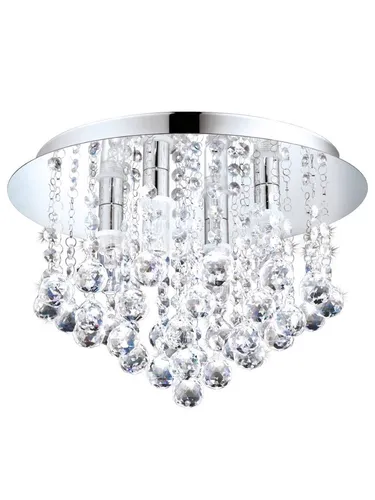 EGLO LED Deckenleuchte Almonte 4-flammig - Moderne Badlampe aus Metall in Chrom mit klaren Kristallen, spritzwassergeschützt (IP44) und ideal für eine elegante Beleuchtung im Badezimmer.