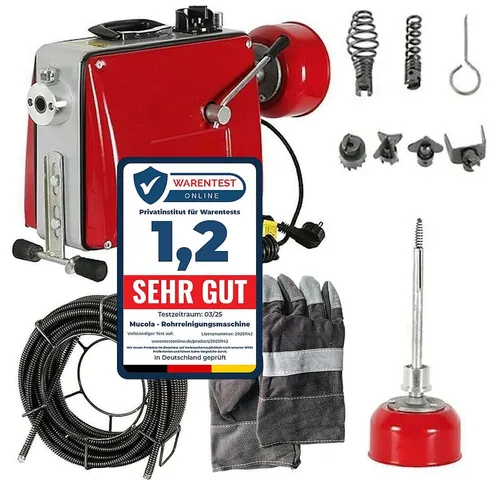 Mucola Rohrreinigungsspirale 500W - Rohrreinigungsspirale mit 500W Leistung, einfache Handhabung und effektive Reinigung für verstopfte Abflüsse. Ideal für schnelle und mühelose Rohrreinigung.