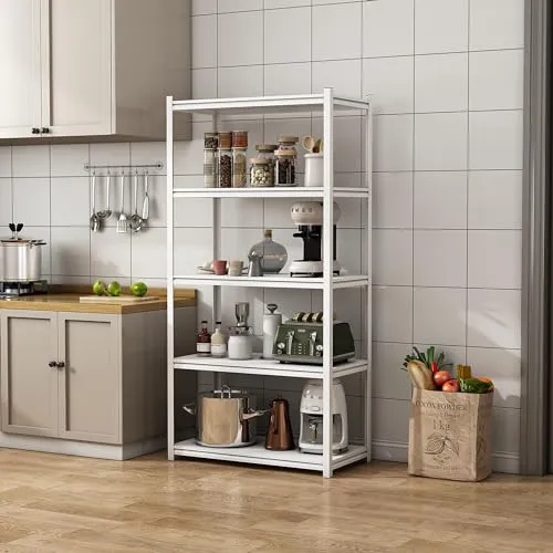 [en.casa] Schwerlastregal Austrheim – 5 Ablagen, 100 kg belastbar - Lagerregale für Küche, Werkstatt oder Lager – robustes Regal mit 5 Ablagen, ideal für schwere Gegenstände und einfache Montage.