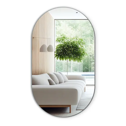 Tulup Ovaler Wandspiegel in Blaugrau, 40x70 cm - Eleganter Wandspiegel aus 4 mm Glas, ideal für kleine Räume. Verleiht jedem Raum mehr Licht und Größe – perfekt für Wohnzimmer, Bad oder Flur.