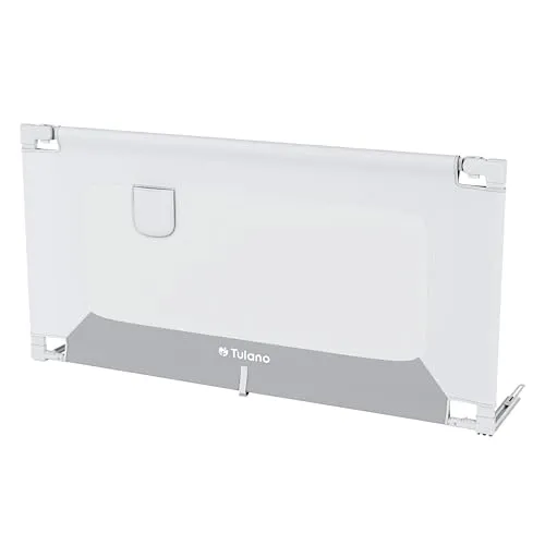 TULANO Cover 44, Bettgitter Kinderbett, Sicherheitsgitter Absenkfunktion, 18-Fach höhenverstellbar, Bettschutzgitter 140 cm, Rausfallschutz Boxspringbett, Für Matratzen 10–28 cm, Weiß-Grau