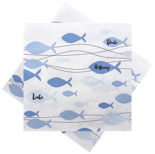 Servietten Fisch Blau Glaube Liebe Hoffnung Tischdeko 20 Stück