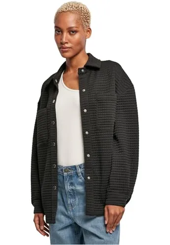 URBAN CLASSICS Damen Sweatjacke Quilted Overshirt - Stylische gesteppte Jacke für Damen, ideal zum Kombinieren und für jede Wetterlage, mit Druckknopfverschluss und praktischen Brusttaschen.