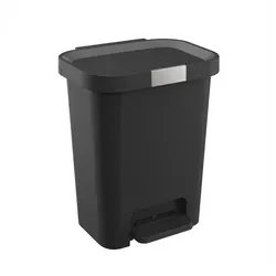 Engelland Mülleimer mit Deckel und Pedal, 40 L, Soft-Close, rutschfeste Füße, schwarz