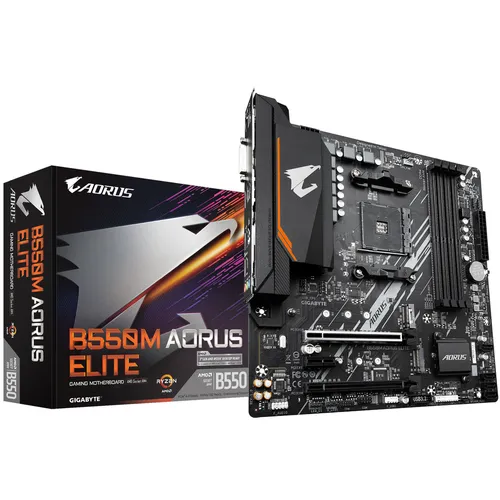 GIGABYTE B550M AORUS Elite - mATX Motherboard für AMD AM4 CPUs, ultimative Audioqualität und duale NVMe PCIe 4.0 Steckplätze