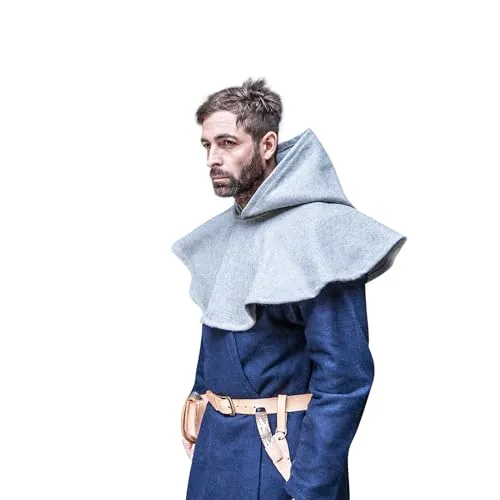 Burgschneider - Gugel Cucullus - Grau (Standard, für Damen & Herren, Wolle) Mittelalter, Fantasy - Medieval
