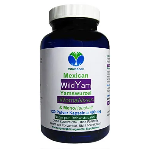 Yamswurzel MEXICAN WILD YAM 120 Kapseln für Wechseljahre, Menstruation, hormonelles Gleichgewicht, Stimmungsschwankungen