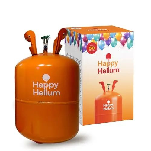 Happy Helium® Ballongas für 50 Ballons - Ballongas mit Schnellfüll-System, ideal für alle Anlässe wie Geburtstage und Hochzeiten. Leicht transportierbar mit Zubehör für eine unkomplizierte Anwendung.