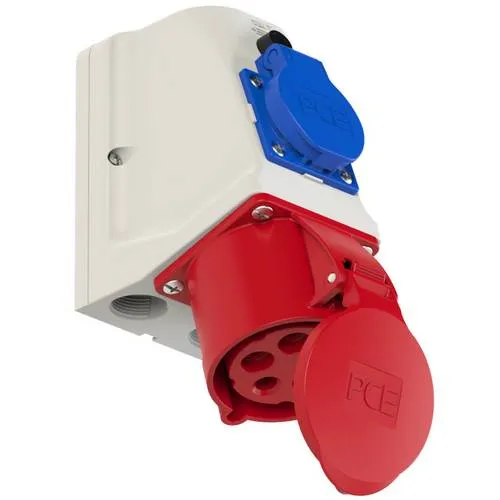 PCE 9225-6 CEE Wandsteckdose 32 A 5polig - Steckdosen & Zubehör, robuste CEE Wandsteckdose mit IP44 Schutz, ideal für den Einsatz in anspruchsvollen Umgebungen.