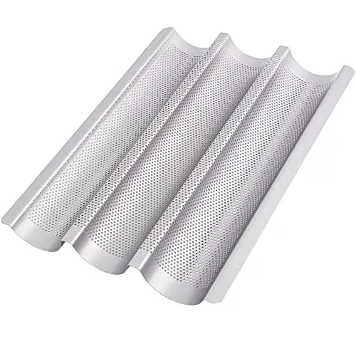 GOURMEO Baguette-Backblech (38 x 24,5 cm) für 3 Baguettes mit Antihaftbeschichtung, Baguetteform, Baguetteblech, Baguette Backform, Brotbackform, Backform Brot, Backformen, Brot Backen Zubehör