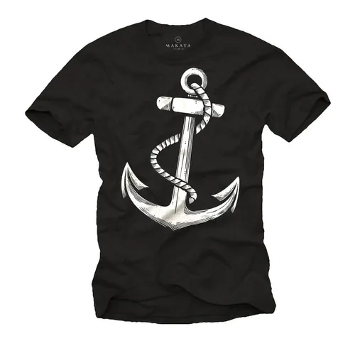 MAKAYA T-Shirt Anker Print Hamburg Segel Kleidung Herren Männer Jungen Piraten mit Druck